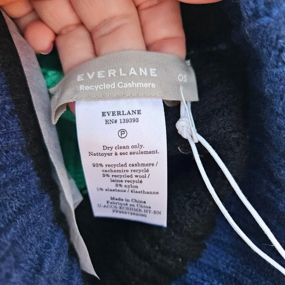 Everlane The‎ Cashmere Beanie Navy Green Multi Stripes Unisex